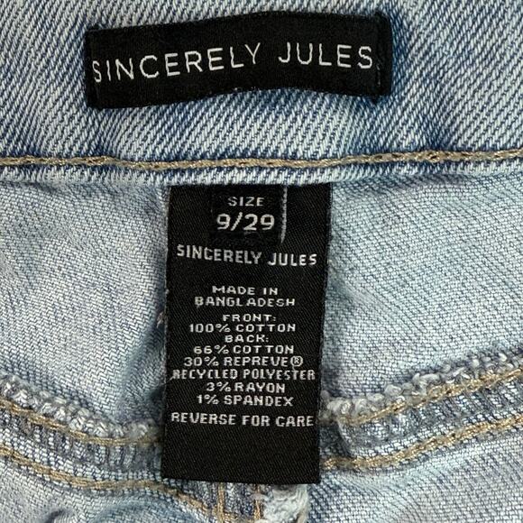 Sincerely Jules Women’s Crop Jeans Size 9 Blue Distressed Fray Hem Casual - Picture 4 of 5